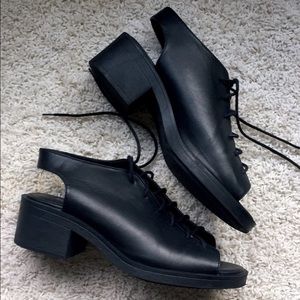 H&M Black Lace Up Chunky Sandals